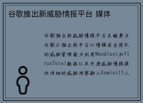 谷歌推出新威胁情报平台 媒体