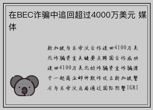在BEC诈骗中追回超过4000万美元 媒体